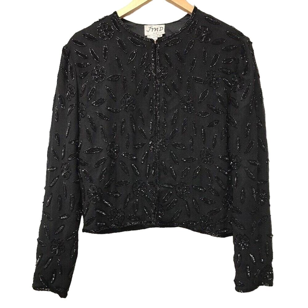 JMD New York Jacket Womens Small Black Sequins Beads